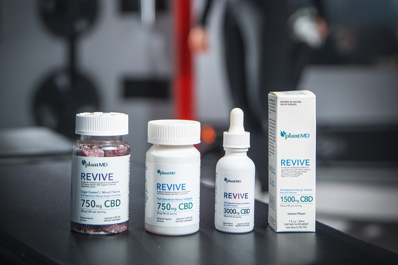 Where to Buy PlantMD CBD Products Lined Up on a Table in a Gym